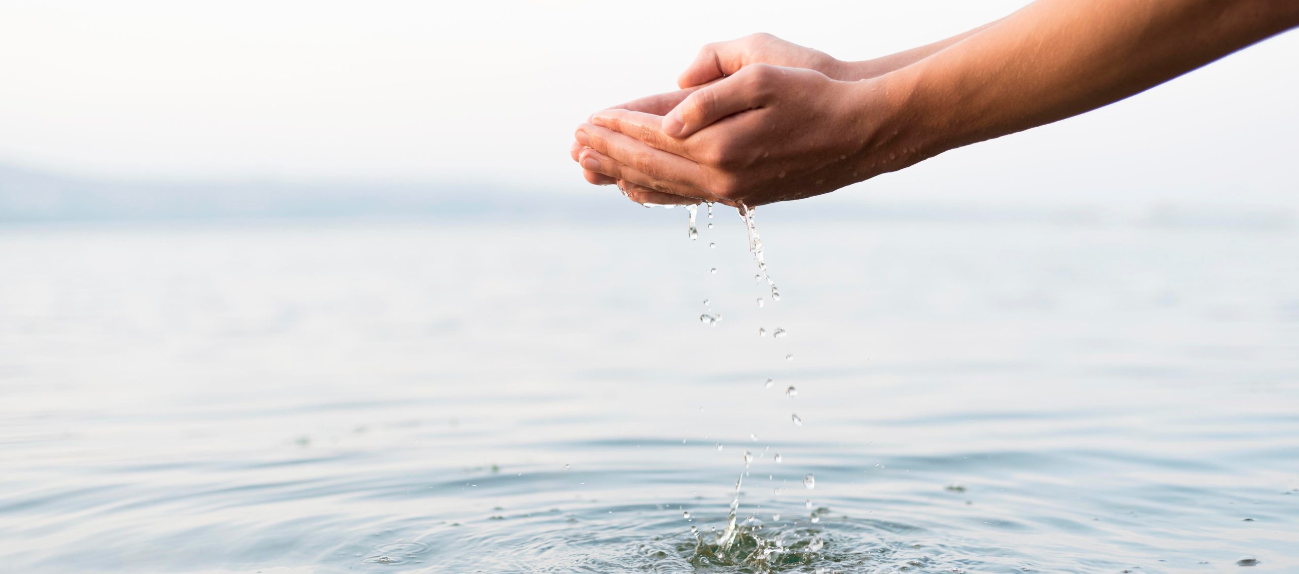 persona che prende con le mani l'acqua